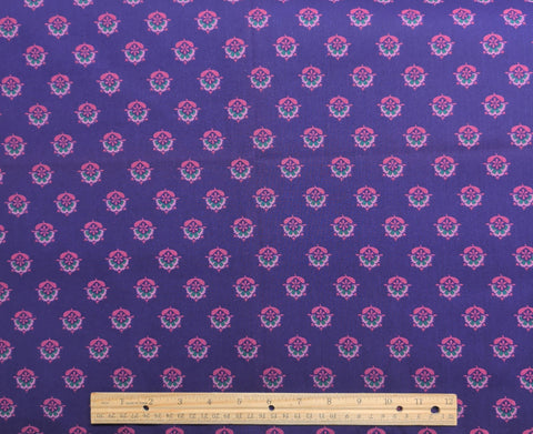 Alsace by Jinny Beyer for RJR Fashion Fabrics - Purple Fabric / Pink Flower Badges Print