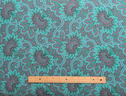 Alsace by Jinny Beyer for RJR Fashion Fabrics - Turquoise and Purple Packed Paisley Print Fabric