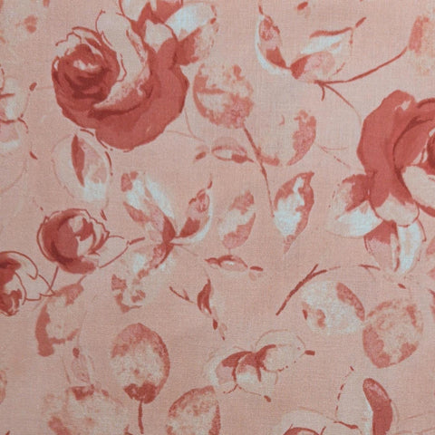 Roses 1948-R3 Jackie Robinson Wilmington Prints - Coral Fabric / Red Rose Print