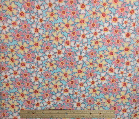 Breeze 2010 by Wendy Slotboom for In the Beginning Fabrics - White, Pink, Sky Blue, Yellow Packed Flower Print Fabric