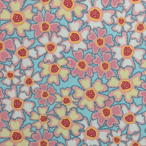 Breeze 2010 by Wendy Slotboom for In the Beginning Fabrics - White, Pink, Sky Blue, Yellow Packed Flower Print Fabric