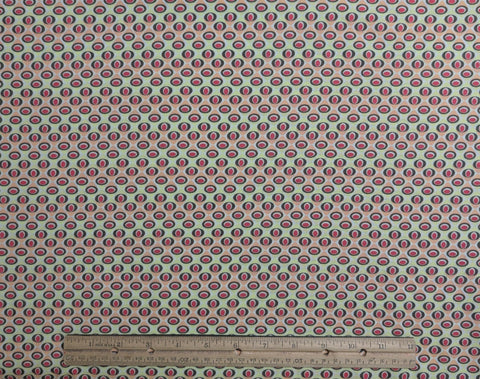 Naturelle Collection BNA5800 for Art Gallery Fabrics - Pale Green and Coral Fabric / Dark Green, Dark Pink Print