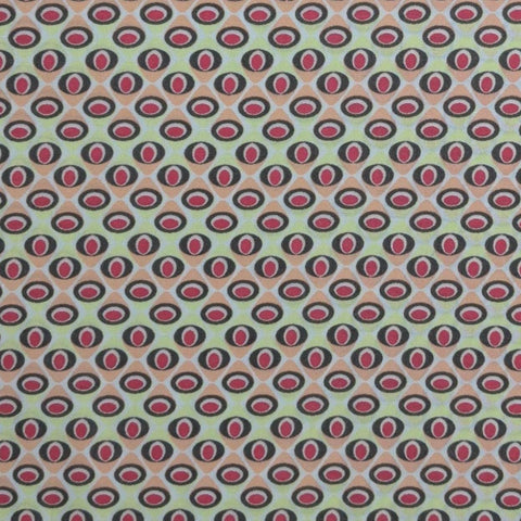 Naturelle Collection BNA5800 for Art Gallery Fabrics - Pale Green and Coral Fabric / Dark Green, Dark Pink Print
