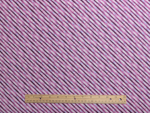 Wild Blush Danhuei Nai Wilmington Prints 89197-663 - Raspberry, White, Lavender, Pink Bias Stripe Fabric