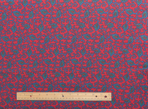 Alsace by Jinny Beyer for RJR Fashion Fabrics - Red Fabric / Blue, Green Leaf Print