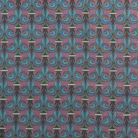 Discovery 1492 A Commemorative Design Jinny Beyer for RJR Fashion Fabrics 1992 - Purple, Navy, Green Mosaic Fleur des Lis Print Fabric