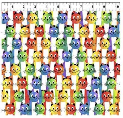 PAWsitivity 4PAW-1 Cats - Multi by Jason Yenter for In the Beginning Fabrics