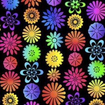 PAWsitivity 5PAW-1 Flower Stripe - Black by Jason Yenter for In the Beginning Fabrics