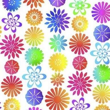 PAWsitivity 5PAW-2 Flower Stripe - White by Jason Yenter for In the Beginning Fabrics