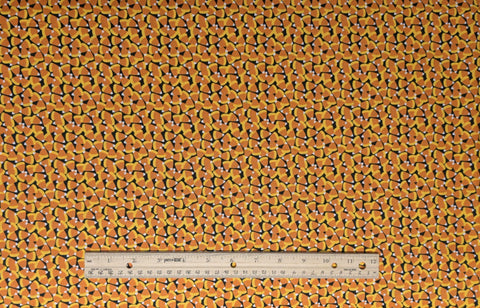 Boolicious by Maude Asbury PWMA002 Pumpkin Teeth Free Spirit Fabrics - Black Fabric / Packed Tossed Candy Corn Print