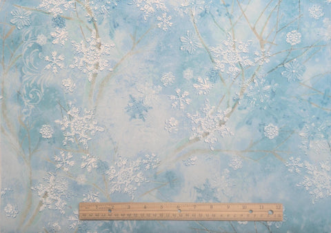 Winterwood 5628 Howard Designs for Studio E - Bright Blue Tonal Fabric / White Flower, Snowflake, Vine Print