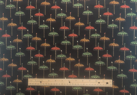 Umbrellas C-1523 Michael Miller Fabrics - Black Fabric / Gold, Red, Green Oriental Umbrella Print