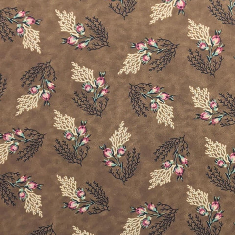 2002 American Folk Art Museum Andover Fabrics Savery Friendship Star Quilt - Brown Tonal Fabric / Black, Cream, Pink Tossed Flower Print