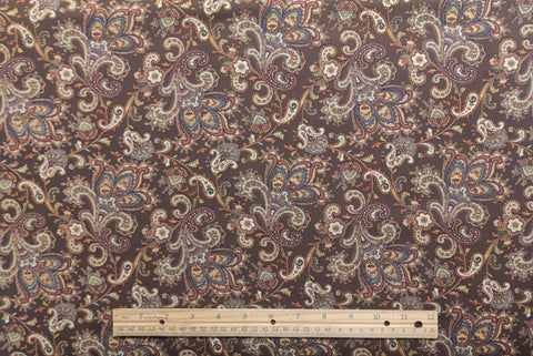Blended Collection II Sharon Evans Yenter In the Beginning Fabrics 2003 - Brown Fabric / Blue, Mint, Tan Packed Paisley Flower Print