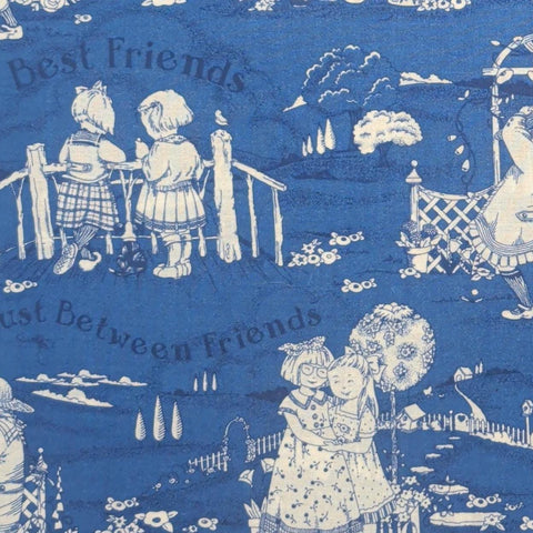 Mary Engelbreit Quilting Treasures Cranston Print Works ME Ink 2003 - Blue Fabric / White Toile Fabric / Best Friends Print