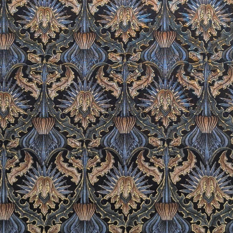 Camelot Hoffman California Fabrics - Black Fabric / Blue/Gray, Tan, Green Packed Flower Print