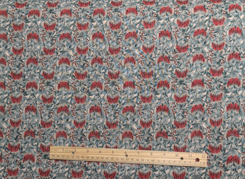 Camelot Hoffman California Fabrics - Tan Fabric / Red, Green Packed Flower Print