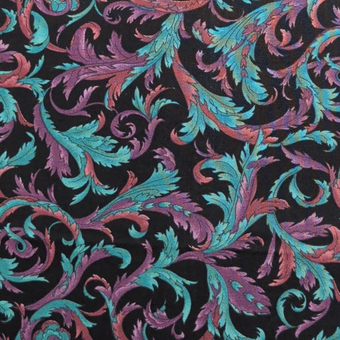 Windsor Collection Hoffman California Fabrics - Black Fabric / Turquoise, Purple Vine Print