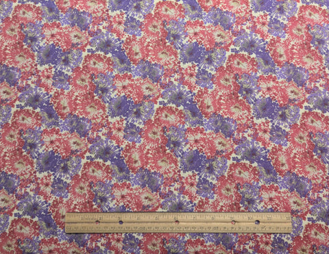 Lancaster 0336-2 by Yuko Hasegawa 2010 RJR Fabrics - Ivory Fabric / Pink, Lavender, Kahki Packed Flower Print