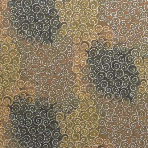 Spirals BTR-M5221-Loden - Loden Green, Tan, Gold Tonal Fabric / Silver Metallic Swirl