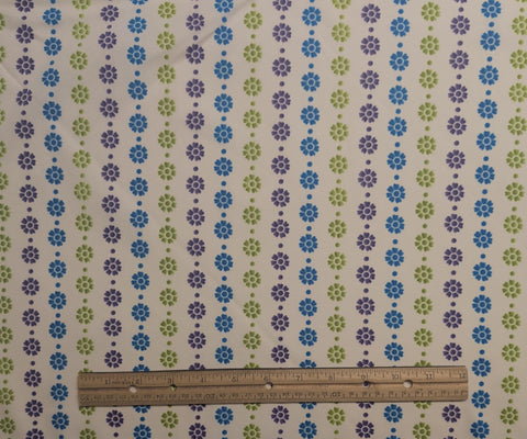 Color Splash G3012-162 JEWEL Hoffman California International Fabrics - White Fabric / Purple, Blue, Lime Green Flower, Dot Print