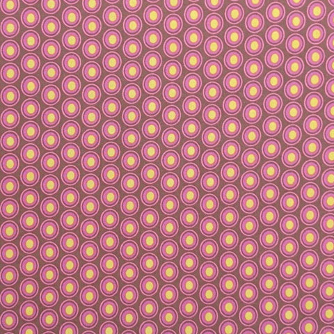Oval Elements Collection OE-906 for Art Gallery Fabrics - Brown Fabric / Raspberry, Gold Oval Print Fabric