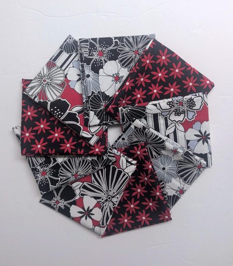 Cherry Twist by Greta Lynn for Kanvas Benartex Fat Quarter Bundle - Black, Red, White