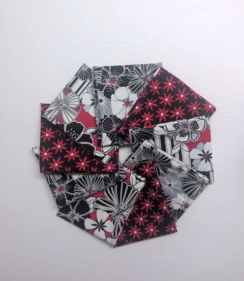 Cherry Twist by Greta Lynn for Kanvas Benartex Fat Quarter Bundle - Black, Red, White