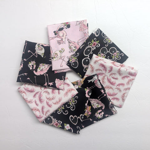 Assorted Flamingo Prints by Loralie Harris Fat Quarter Bundle - Black, Pink, White