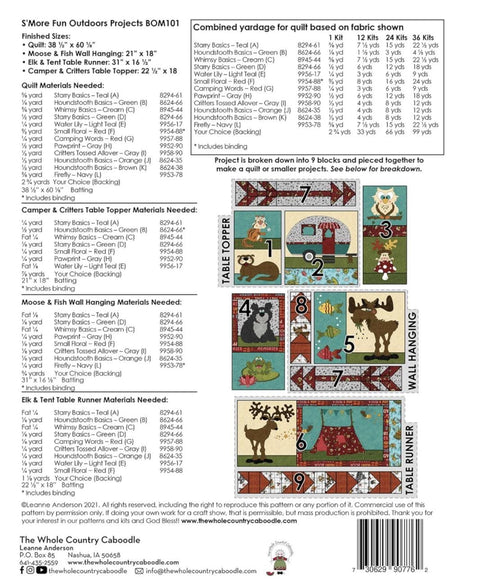S'More Fun Outdoors Applique Projects BOM101 / Includes MULTIPLE Sizes and Projects