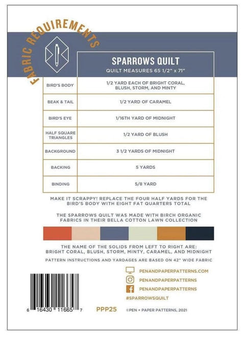 Sparrows Traditionally Pieced Quilt Pattern by Pen + Paper Patterns PPP25