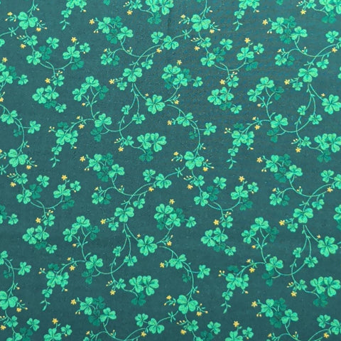 Dark Green Fabric / Green Clover, Vine Print