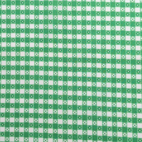 VIP Cranston Print Works - Green and White Gingham and Flower Print Fabric
