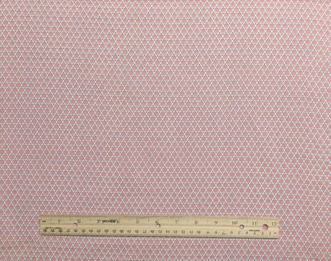 Vintage 36" WIDE White Fabric / Pink, Black Dot and Diamond Print - Selvage to Selvage Print