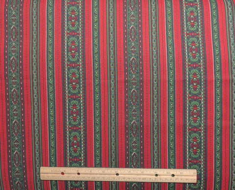 Miniature Medley by Jinny Beyer for RJR Fashion Fabrics - Red and Green Medallion Stripe Fabric