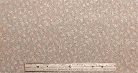 Marcus Bros Textiles - Golden Tan Fabric / Light Tan Leaf and Dot Print