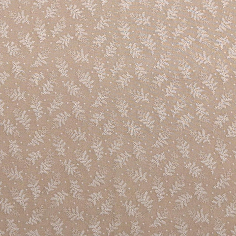 Marcus Bros Textiles - Golden Tan Fabric / Light Tan Leaf and Dot Print