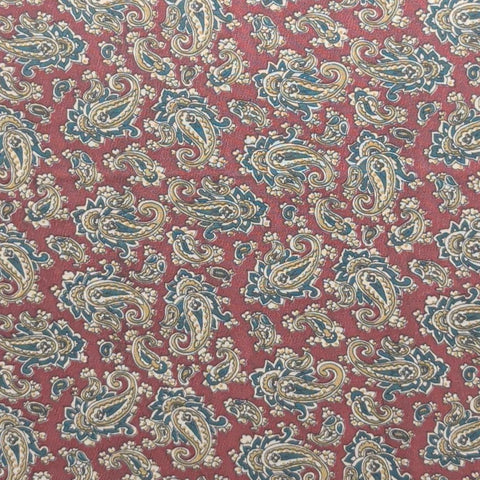 Maroon Fabric / Hunter Green, Gold, White Packed Paisley Print - Selvage to Selvage Print