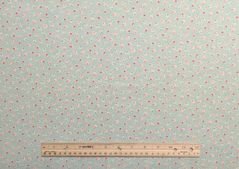 Marcus Bros Textiles - White Fabric with Teal Mesh Background / Teal, Red, Pink Leaf Print