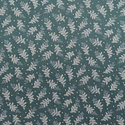 Marcus Bros Textiles - Green Fabric / Light Tan Leaf and Dot Print