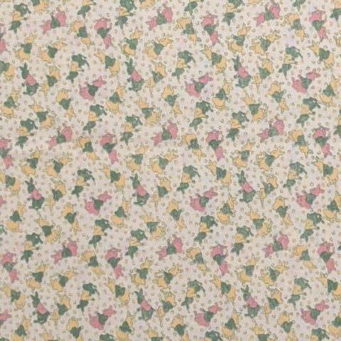 Judie Rothermel for Marcus Brothers Textiles - White Fabric / Pink, Green, Yellow Packed Easter Bunny Print