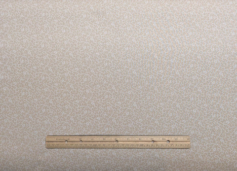 Holiday Trimmings by RJR - Tan Fabric / White Scroll and Dot Print