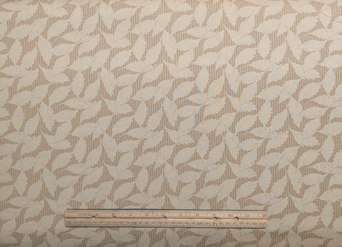Refractions by Roberta Horton for Fabric Sales Co - Tan, Taupe Stripe Fabric / Light Tan Leaf Print