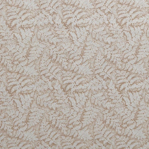 Light Brown Fabric / White Packed Fern Frond Print - Selvage to Selvage Print