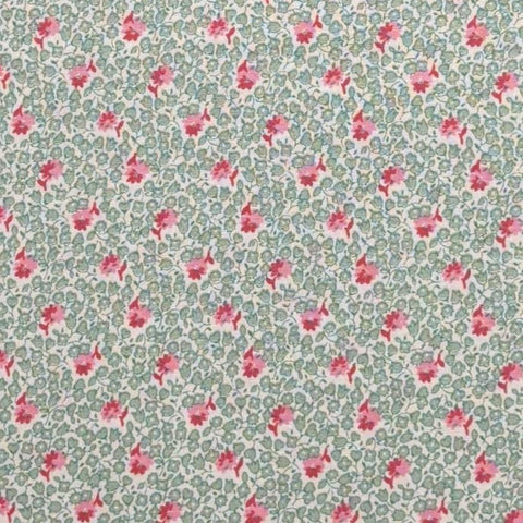 Aunt Grace Sweeties by Judie Rothermel for Marcus Brothers Textiles - White Fabric / Green, Pink, Red Packed Flower Print