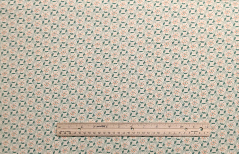 Aunt Grace by Judie Rothermel for Marcus Brothers Textiles - White Fabric / Green, Coral Dot and Packed Flower Print