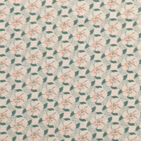 Aunt Grace by Judie Rothermel for Marcus Brothers Textiles - White Fabric / Green, Coral Dot and Packed Flower Print