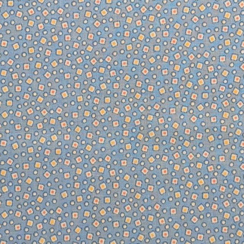 Judie Rothermel for Marcus Brothers Textiles - Light Blue Fabric / White Square / Orange, Yellow Dot "Applique" Print