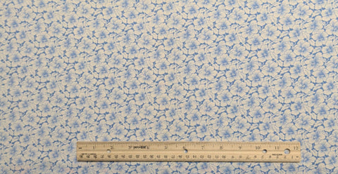 Marcus Bros Textiles - White, Blue Packed Flower Print Fabric