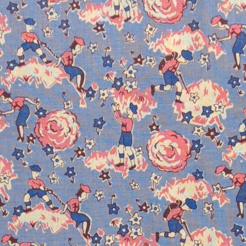 Butterfly Hope Collection by RJR Fashion Fabrics - Blue Fabic / Pink, Blue, White Reproduction-Style  Flower, Vintage People Print